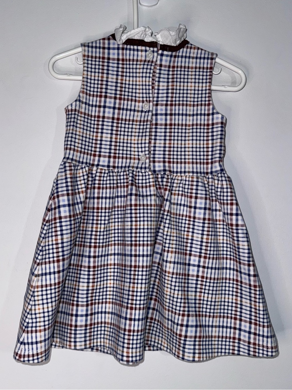 Janie and Jack Toddler Girls Plaid Ruffle Dress 2T Blue Tan White Holiday - Picture 2 of 5